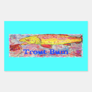 Pegatina Rectangular Trout Bum