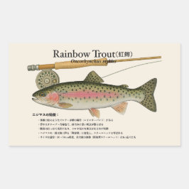 Pegatina Rectangular Trucha Arcoíris (Oncorhynchus mykiss) – Japonesa