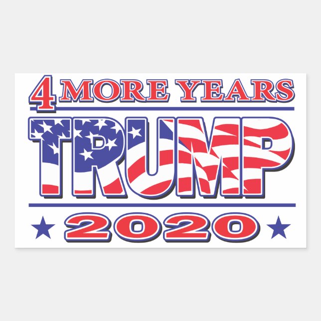 Pegatina Rectangular Trump 2020 4 años más (Anverso)