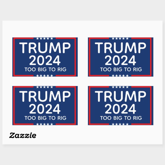 Pegatina Rectangular Trump 2024 Es Demasiado Grande Como Para Montar (Hoja)