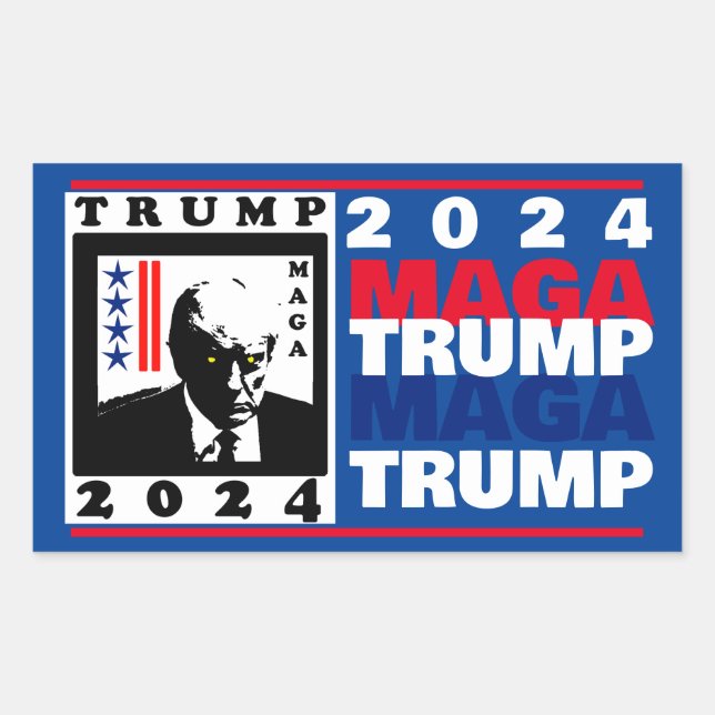 PEGATINA RECTANGULAR TRUMP 2024 RWB (Anverso)