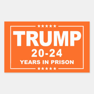 Pegatina Rectangular TRUMP 20 - 24 Años en la Cárcel - Anti-Trump
