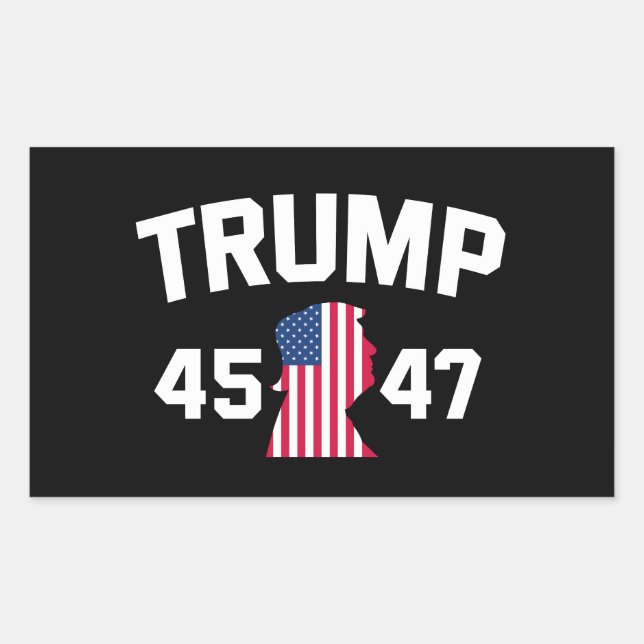 Pegatina Rectangular Trump 45 47 2024 Presidente (Anverso)