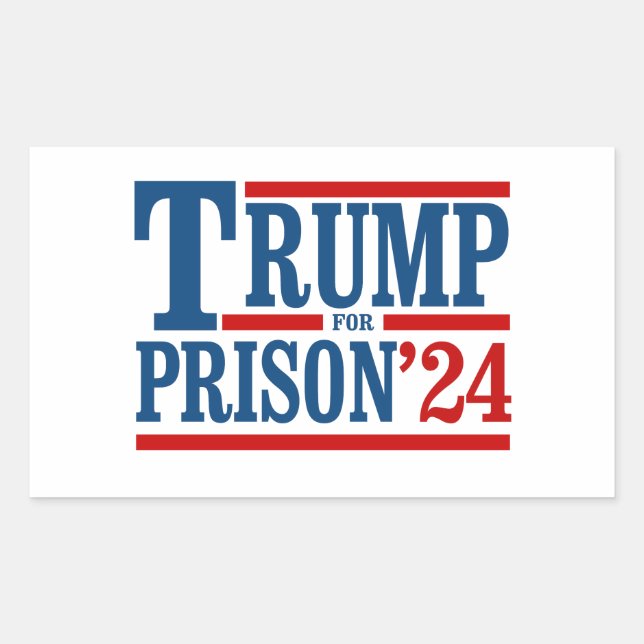 Pegatina Rectangular Trump a la cárcel '24 (Anverso)