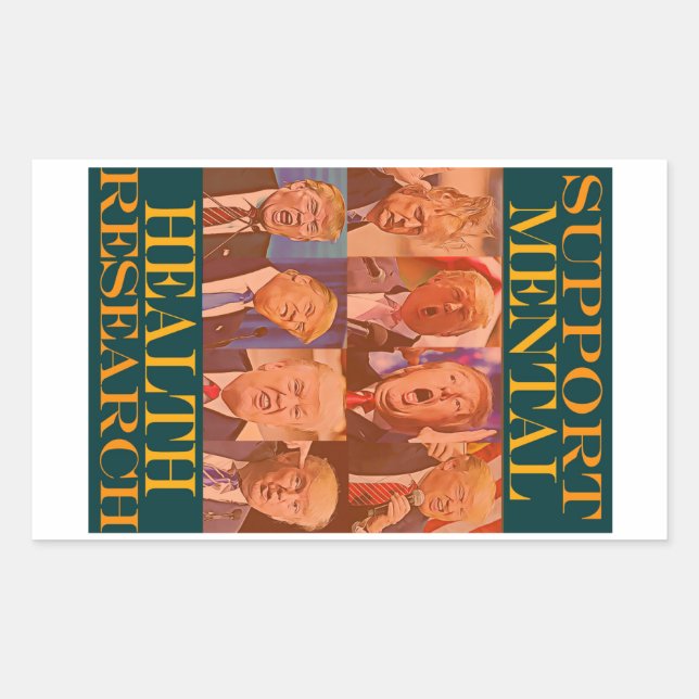 Pegatina Rectangular Trump: Apoya la salud mental (Anverso)