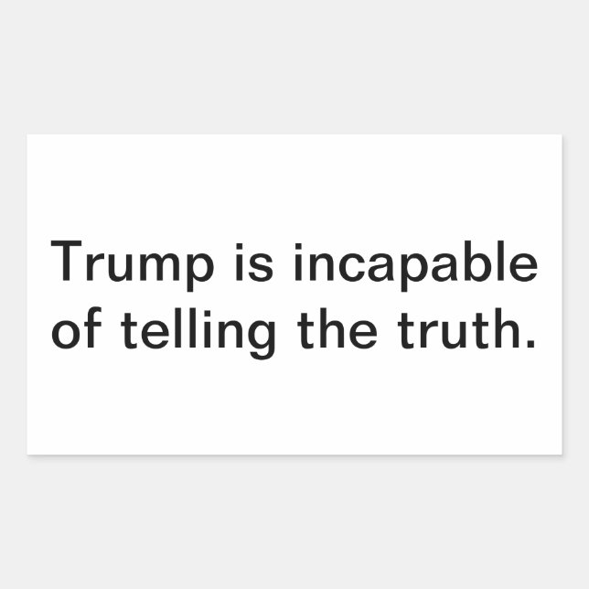 Pegatina Rectangular Trump Cannot Tell The Truth Hankamer Artjunkhaus (Anverso)