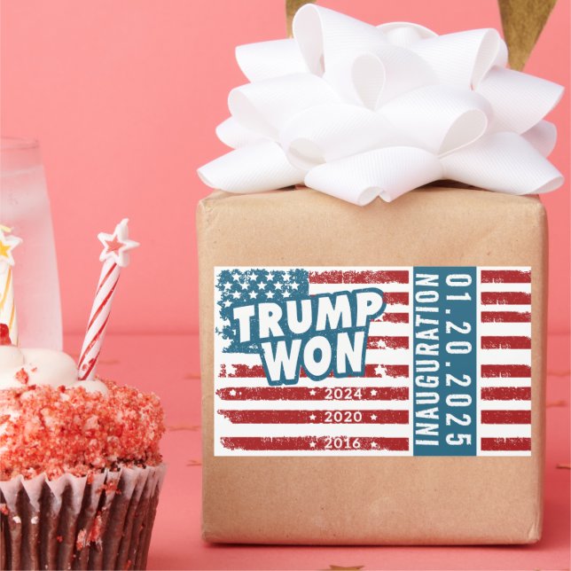 Pegatina Rectangular Trump ganó 2024 (Fiesta)