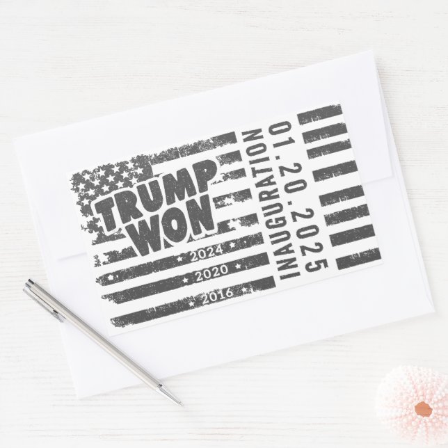Pegatina Rectangular Trump ganó 2024 (Sobre)