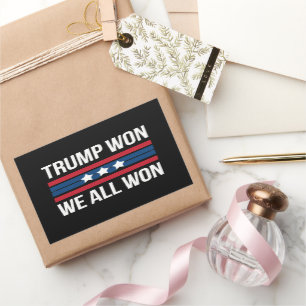Pegatina Rectangular Trump Ganó Todos Ganamos 2024 Bandera de EE. UU. T