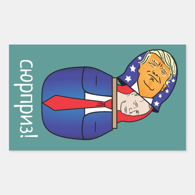 Pegatina Rectangular Trump - Muñeca rusa de Putin (Anverso)