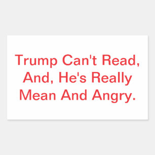Pegatina Rectangular Trump No Puede Leer Dump Drumpf  Hankamer Artjunkh
