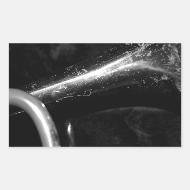 Pegatina Rectangular Trumpet Bell blanco y negro (Anverso)