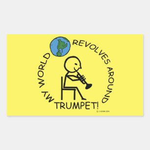 Pegatina Rectangular Trumpet - El mundo gira en torno a la huelga recta