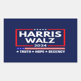Pegatina Rectangular Truth Hope Decency Harris Walz 2024