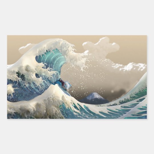 Pegatina Rectangular tsunami surf