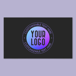 Pegatina Rectangular Tu logotipo y gradiente ombré moderno azul y púrpu