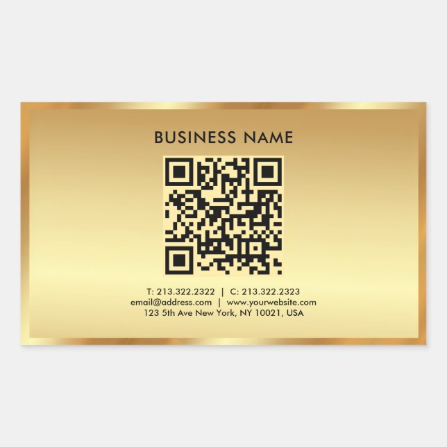 Pegatina Rectangular Tu plantilla de Personalizado Texto Logo QR Código (Anverso)