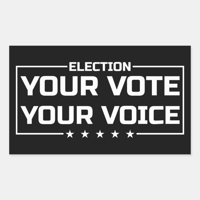 Pegatina Rectangular Tu Voto Tu Voz fuente blanca (Anverso)