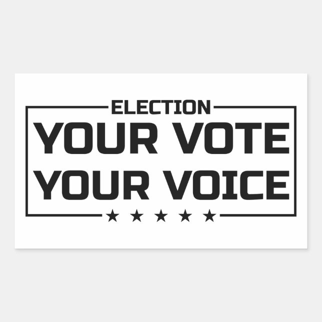 Pegatina Rectangular Tu voto tu voz fuente negra (Anverso)