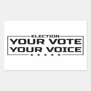 Pegatina Rectangular Tu voto tu voz fuente negra