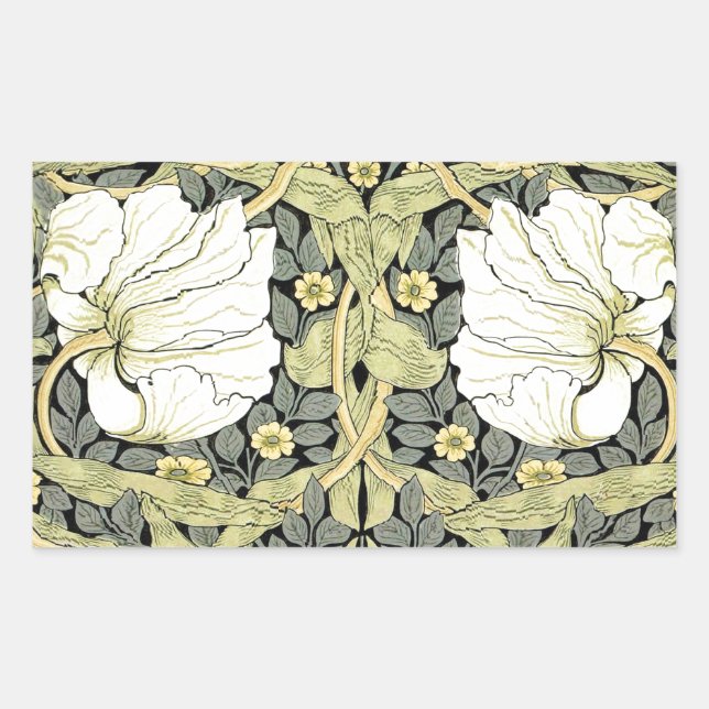 Pegatina Rectangular Tulipanes Pimpernel Arte Botánico de William Morri (Anverso)