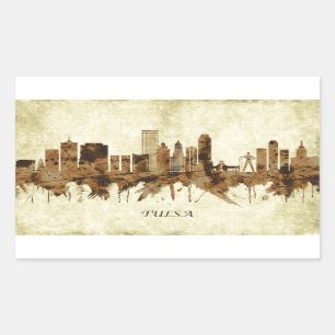 Pegatina Rectangular Tulsa Oklahoma Cityscape