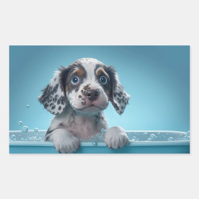 Pegatina Rectangular Tumba de baño de burbujas (Anverso)