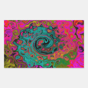 Pegatina Rectangular Turquesa alucinante remolino líquido abstracto ret