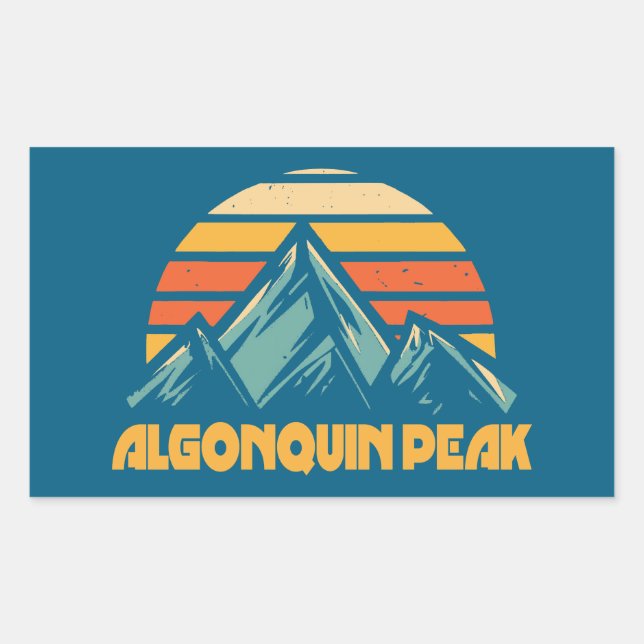 Pegatina Rectangular Turquesa retro algonquino (Anverso)