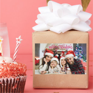 Pegatina Rectangular TUS Navidades de foto y nombre