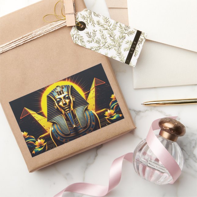 Pegatina Rectangular Tutankhamun y Pyramidas | Único egipcio antiguo (Regalar)