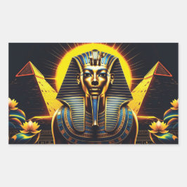 Pegatina Rectangular Tutankhamun y Pyramidas | Único egipcio antiguo