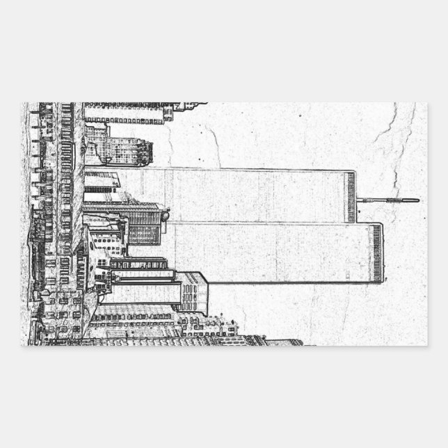 Pegatina Rectangular Twin Towers (Anverso)