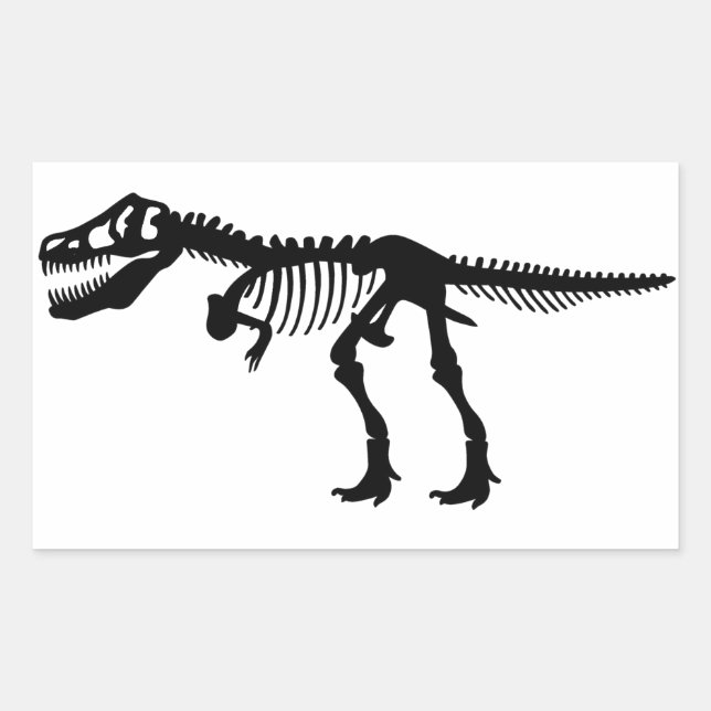 Pegatina Rectangular Tyrannosaurs Rex Dinosaur Skeleton (Anverso)