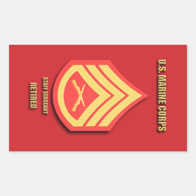 Pegatina Rectangular U.S. Marine Corps Staff Sergeant (Anverso)