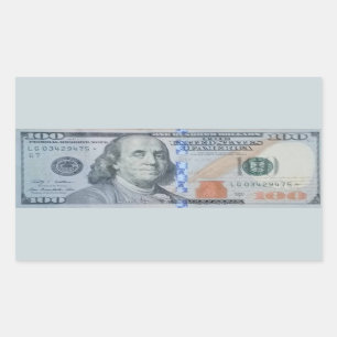 Pegatina Rectangular U.S. Nota LG03429475 de $100 estrellas