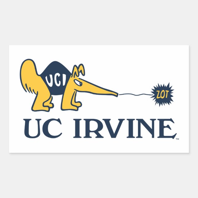 Pegatina Rectangular UC Irvine | UCI Anteaters Zot! (Anverso)