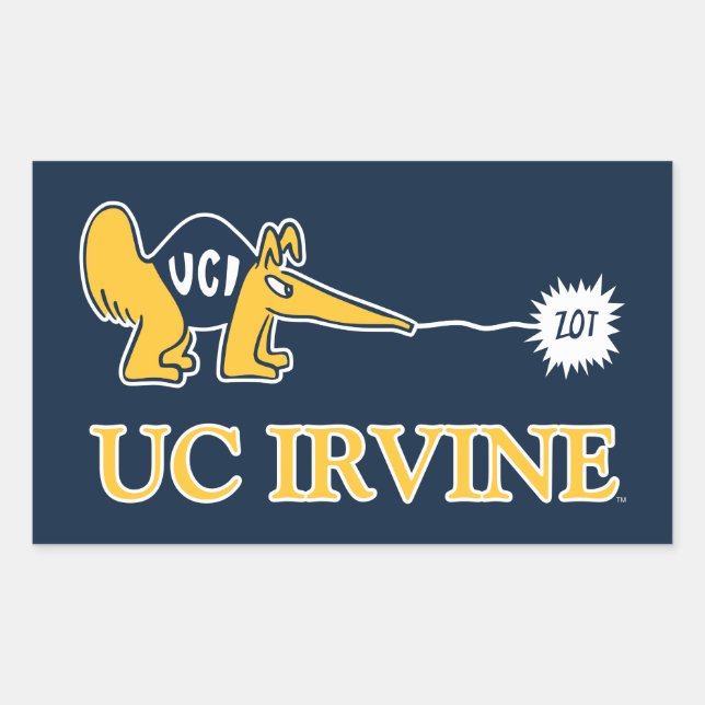 Pegatina Rectangular UC Irvine | UCI Anteaters Zot! (Anverso)