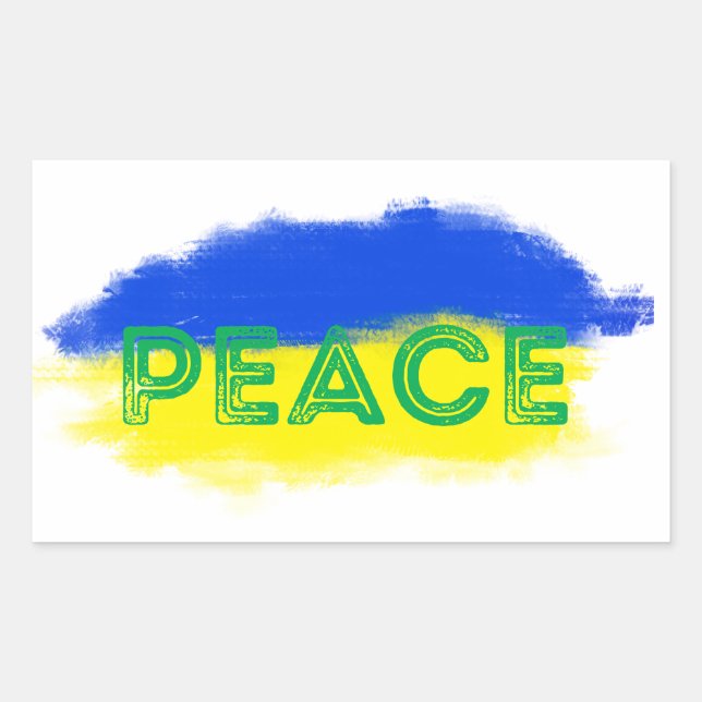 Pegatina Rectangular Ucrania azul y amarilla inspiran paz no guerra (Anverso)