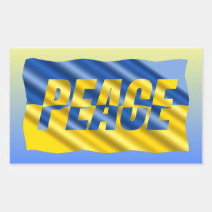 Pegatina Rectangular Ucrania azul y amarilla inspiran paz no guerra