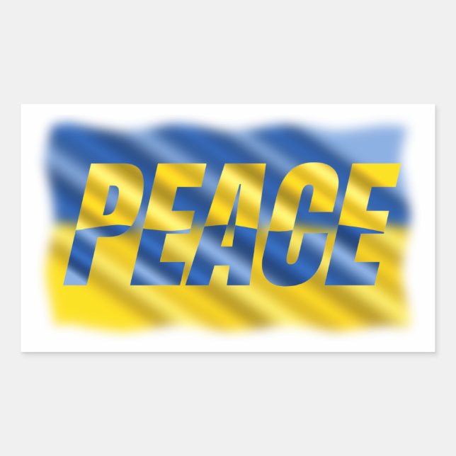 Pegatina Rectangular Ucrania azul y amarilla inspiran paz no guerra (Anverso)