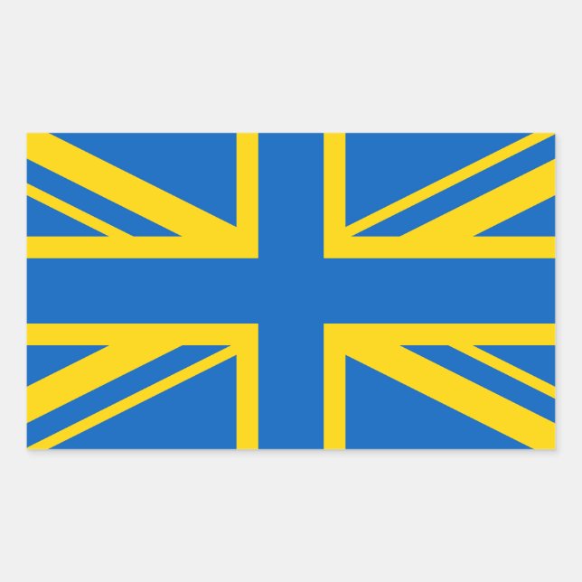 Pegatina Rectangular Ucrania Reino Unido Reino Unido Bandera británica (Anverso)