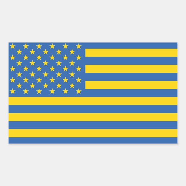 Pegatina Rectangular Ucrania Ucrania Estados Unidos Estados Unidos (Anverso)