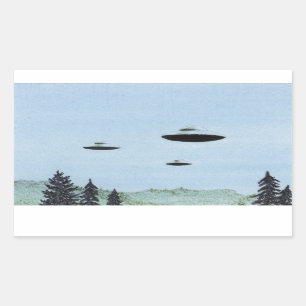 Pegatina Rectangular UFO Trio