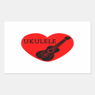 Pegatina Rectangular Ukulele Love