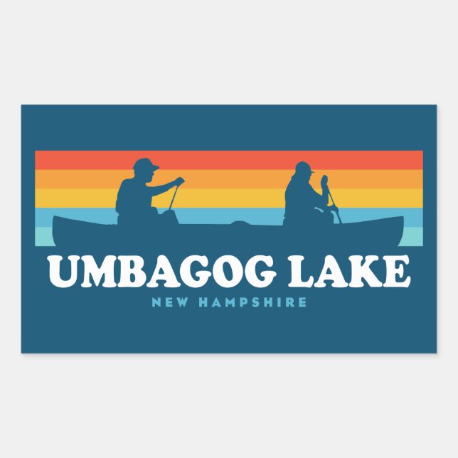 Pegatina Rectangular Umbagog Lake New Hampshire Canoe (Anverso)