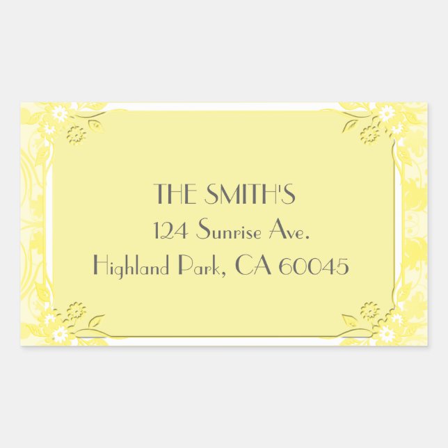 Pegatina Rectangular Un amarillo claro y florido (Anverso)