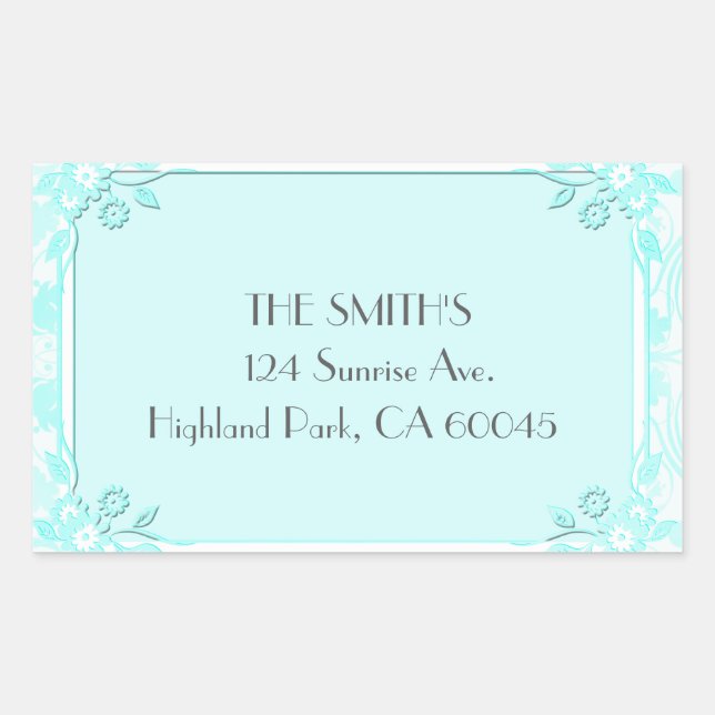 Pegatina Rectangular Un azul claro y florido (Anverso)