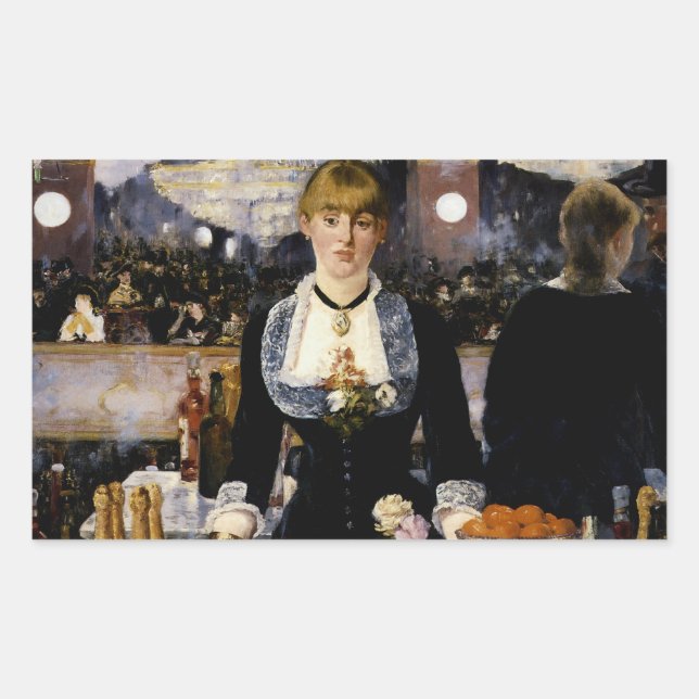 Pegatina Rectangular Un bar en el Folies-Bergere (Anverso)