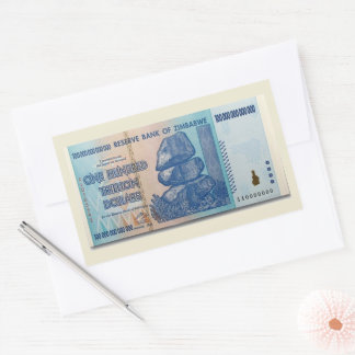 Pegatina Rectangular Un billete de un billón de dólares de Zimbabue